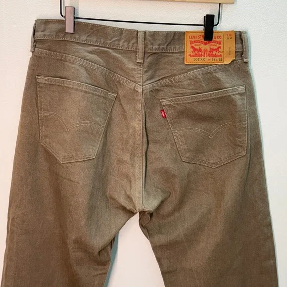Levi's 501XX Brown Straight Leg Button Fly Denim Jeans - Men's W34‎ L32 - Picture 8 of 9